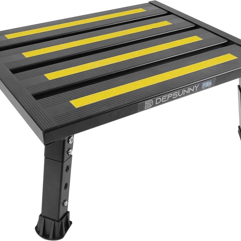 Adjustable Height Aluminum RV Step, Stable Foldable Platform Step Stool, Support - Picture 1 of 8